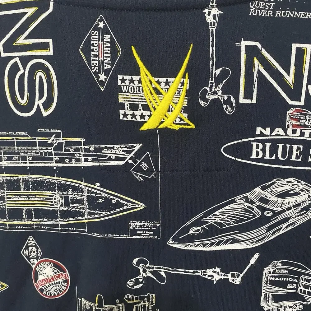 Nautica Blue Sail World River Racing Jacket Mens Sz‎ S Blue Embroidered Pockets